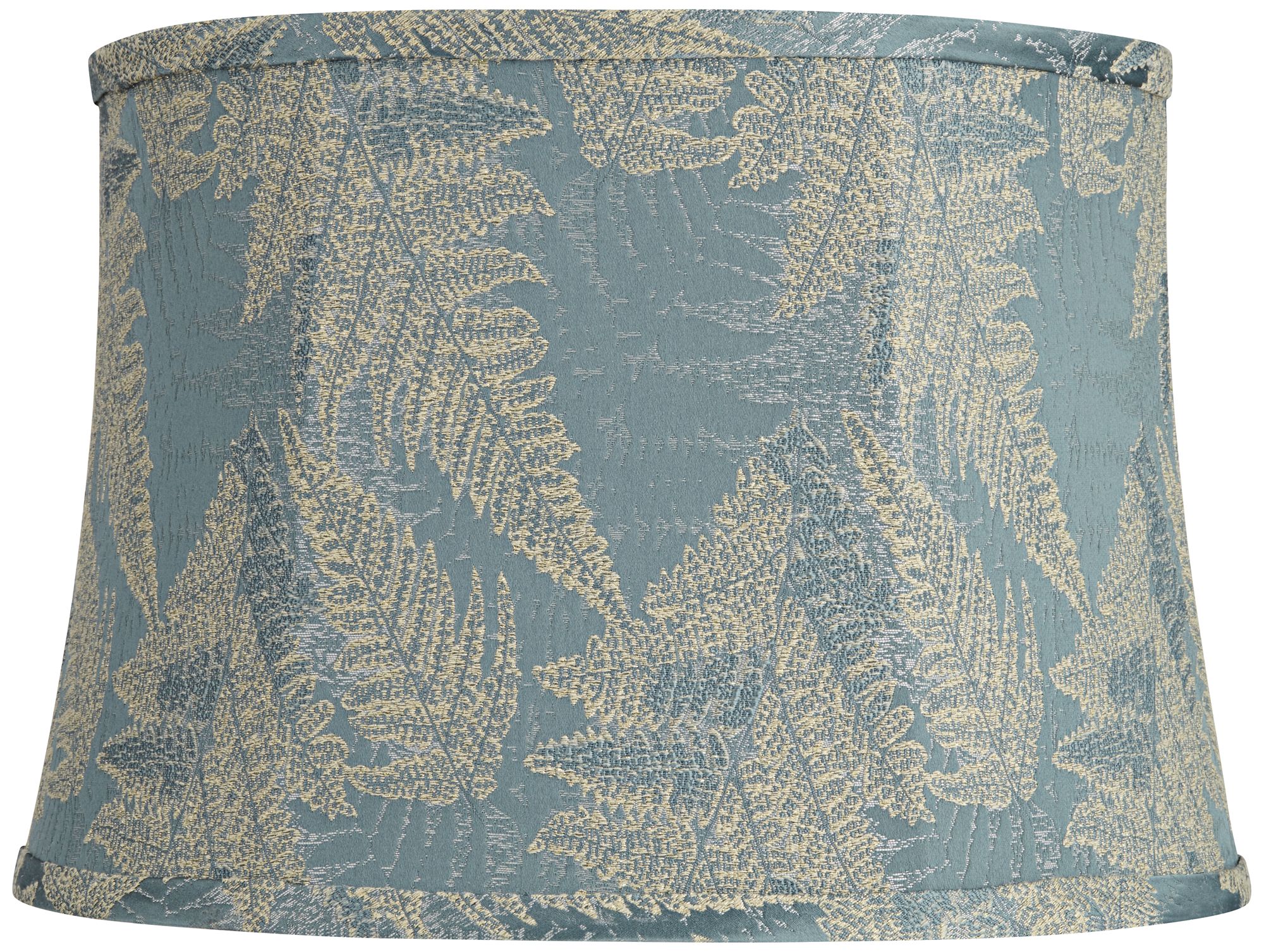 Image Springcrest Dyna Dusty Blue Leaf Pattern Drum Lamp Shade 14x16x11 (Spider)