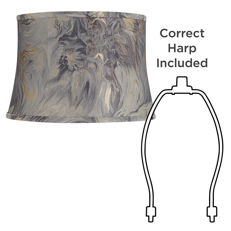 Image 6 Springcrest Dyna Gray Swirl Softback Drum Lamp Shade 14x16x11 (Spider) more views