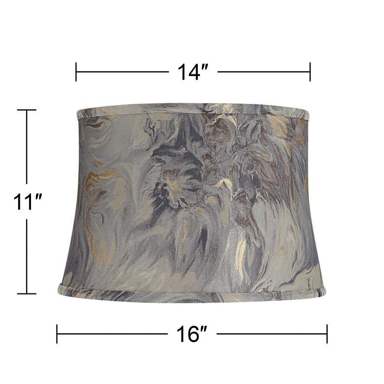 Image 7 Springcrest Dyna Gray Swirl Softback Drum Lamp Shade 14x16x11 (Spider) more views