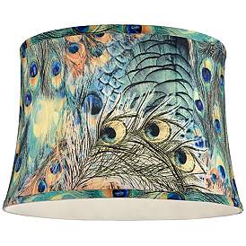 Image4 of Springcrest Dyna Peacock Print Drum Lamp Shade 14x16x11 (Spider) more views