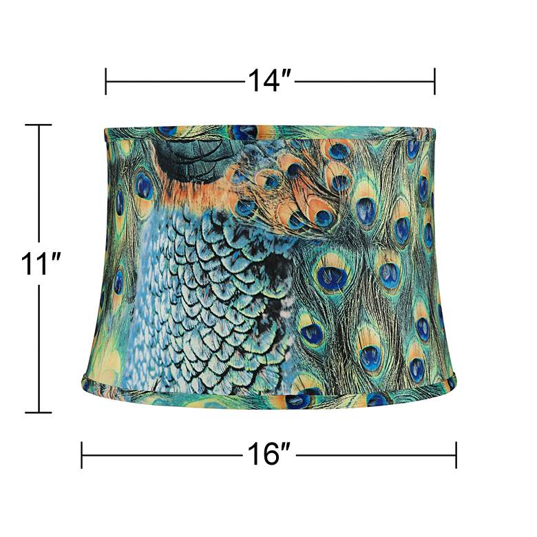 Image 6 Springcrest Dyna Peacock Print Drum Lamp Shade 14x16x11 (Spider) more views