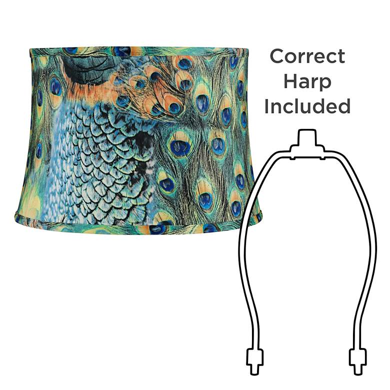 Image 7 Springcrest Dyna Peacock Print Drum Lamp Shade 14x16x11 (Spider) more views