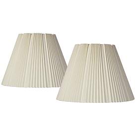 Image1 of Springcrest Eggshell White Pleated Lamp Shades 9x17x12.25 (Spider) Set of 2