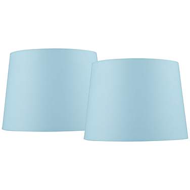 Springcrest Ella Soft Blue Drum Lamp Shades 11x13x9.5 (Spider) Set of 2