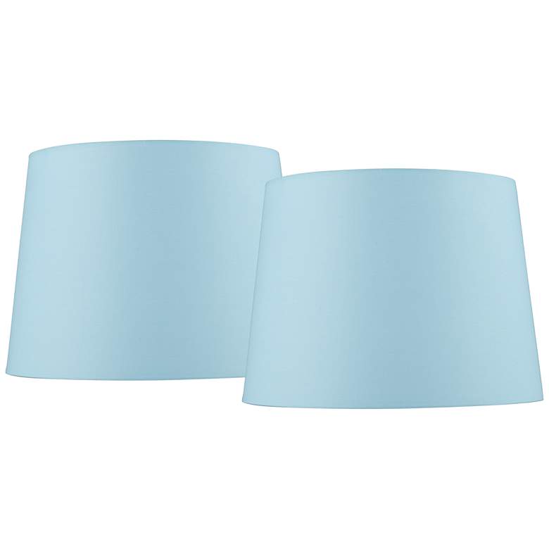 Image 1 Springcrest Ella Soft Blue Drum Lamp Shades 11x13x9.5 (Spider) Set of 2