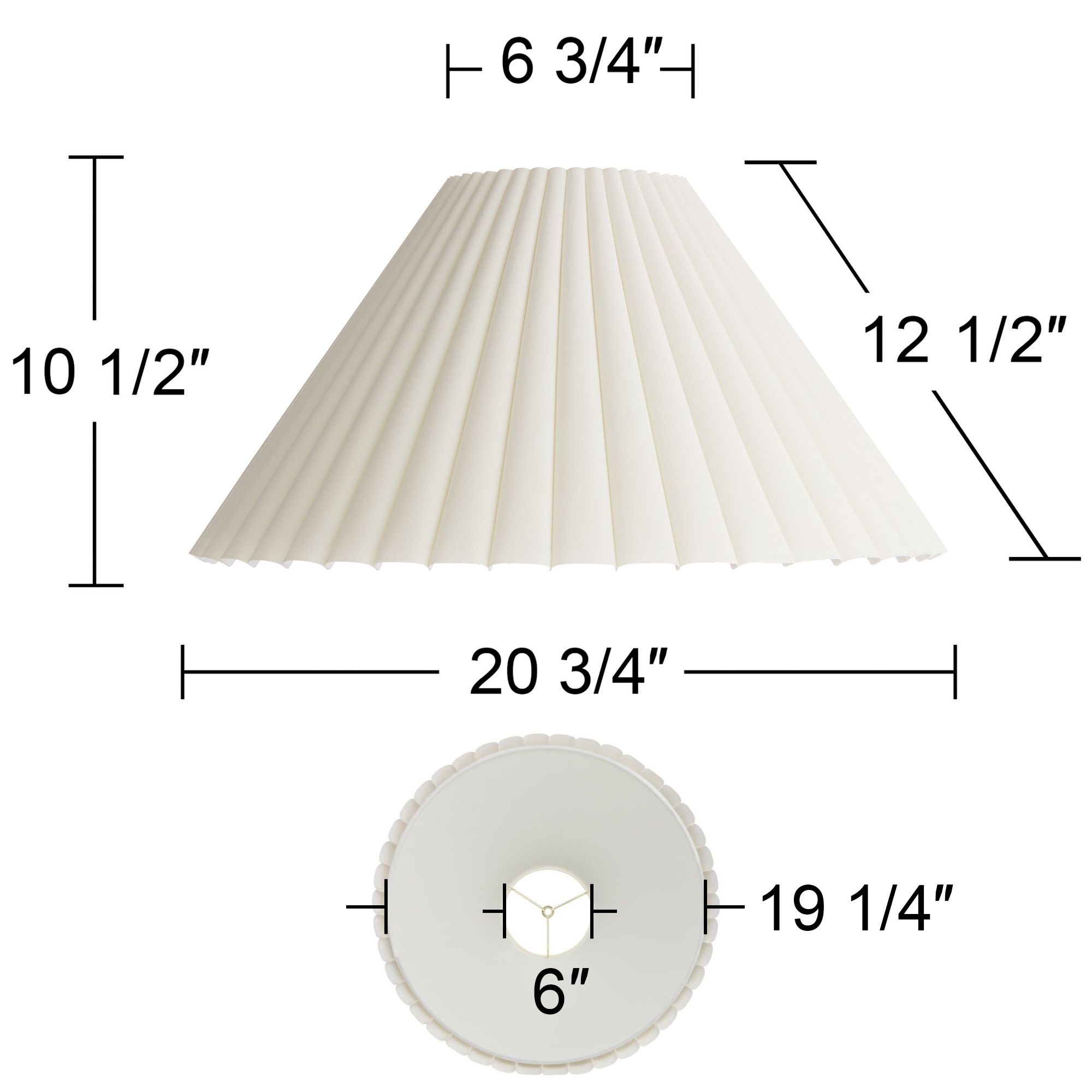 Springcrest Falco Antique White Pleat Lamp Shade 6.75x20.75x12.5 (Spider)