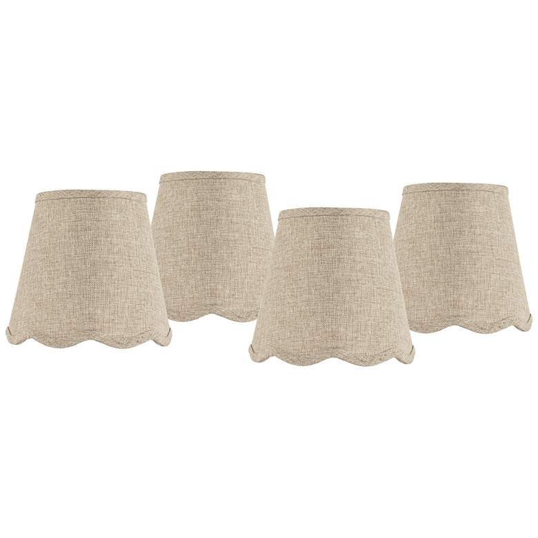 Image 1 Springcrest Fawn Brown Scallop Set of 4 Lamp Shades 4x6x5.5 (Clip-On)
