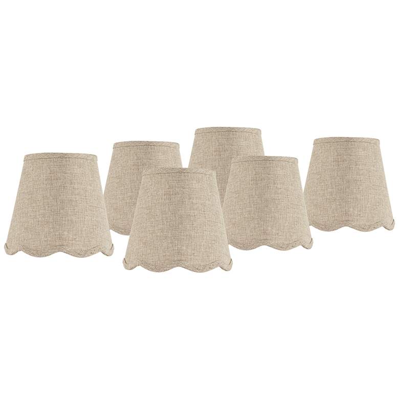 Image 1 Springcrest Fawn Brown Scallop Set of 6 Lamp Shades 4x6x5.5 (Clip-On)