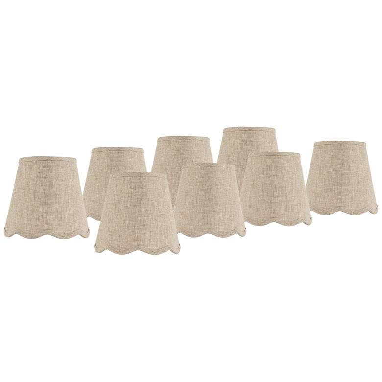 Image 1 Springcrest Fawn Brown Scallop Set of 8 Lamp Shades 4x6x5.5 (Clip-On)