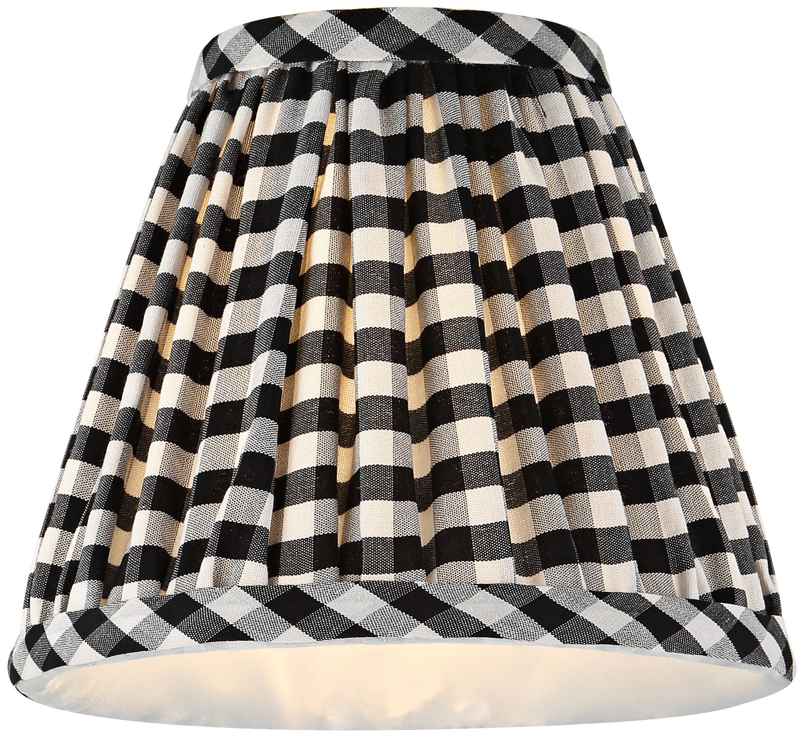Image 4 Springcrest Gingham Black Plaid Pleated Cotton Clip-On Empire Shade (3x6x5) more views