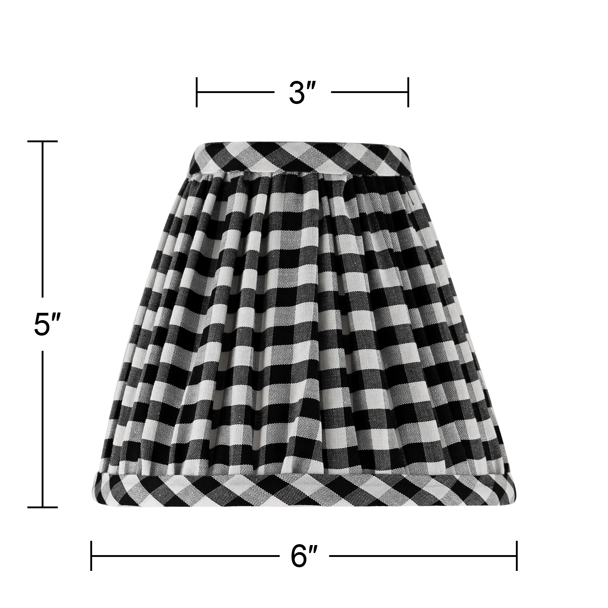 Image 7 Springcrest Gingham Black Plaid Pleated Cotton Clip-On Empire Shade (3x6x5) more views