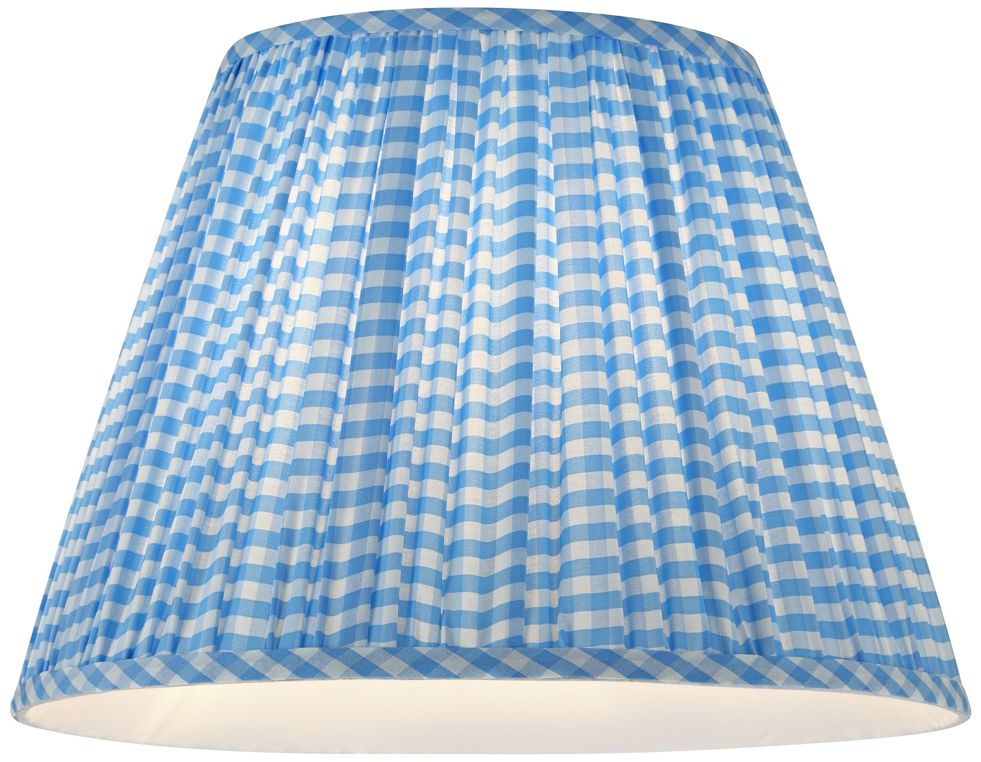 Image 3 Springcrest Gingham Blue Plaid Pleated Cotton Empire Shade (9x16x11) more views