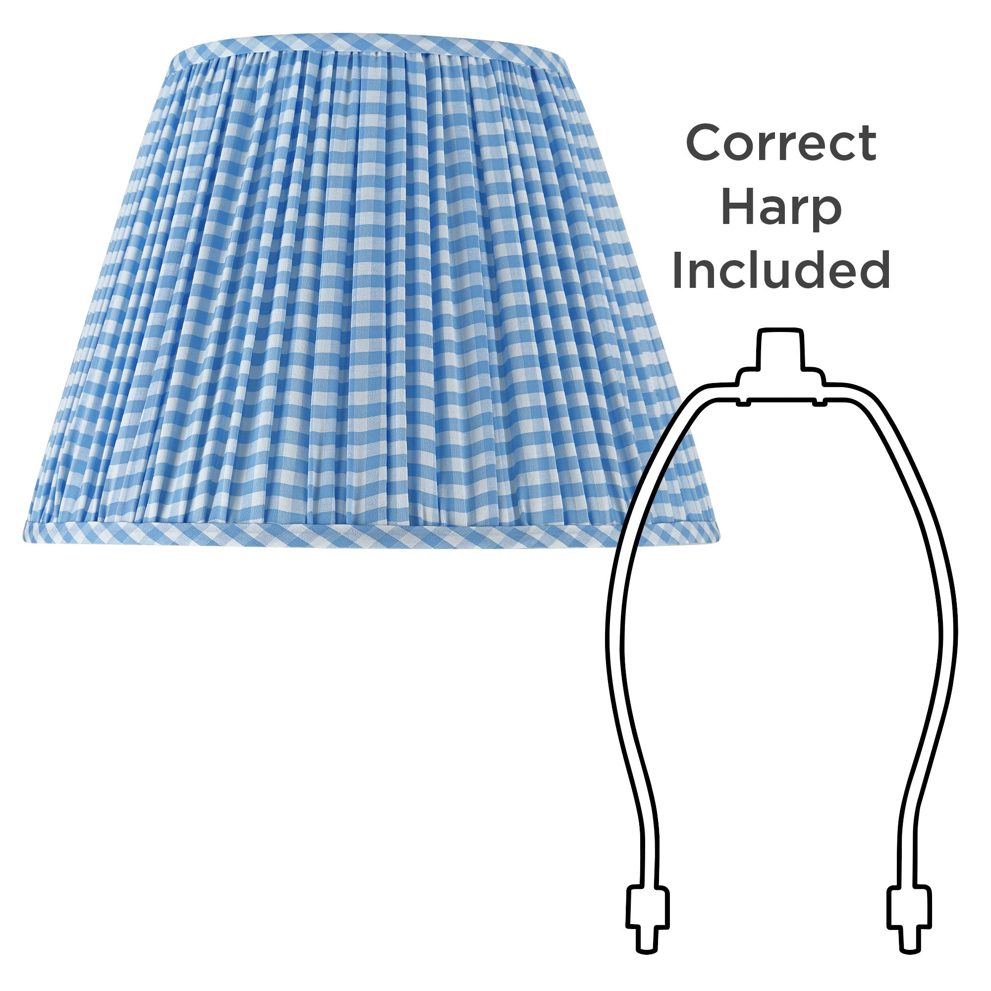 Image 6 Springcrest Gingham Blue Plaid Pleated Cotton Empire Shade (9x16x11) more views
