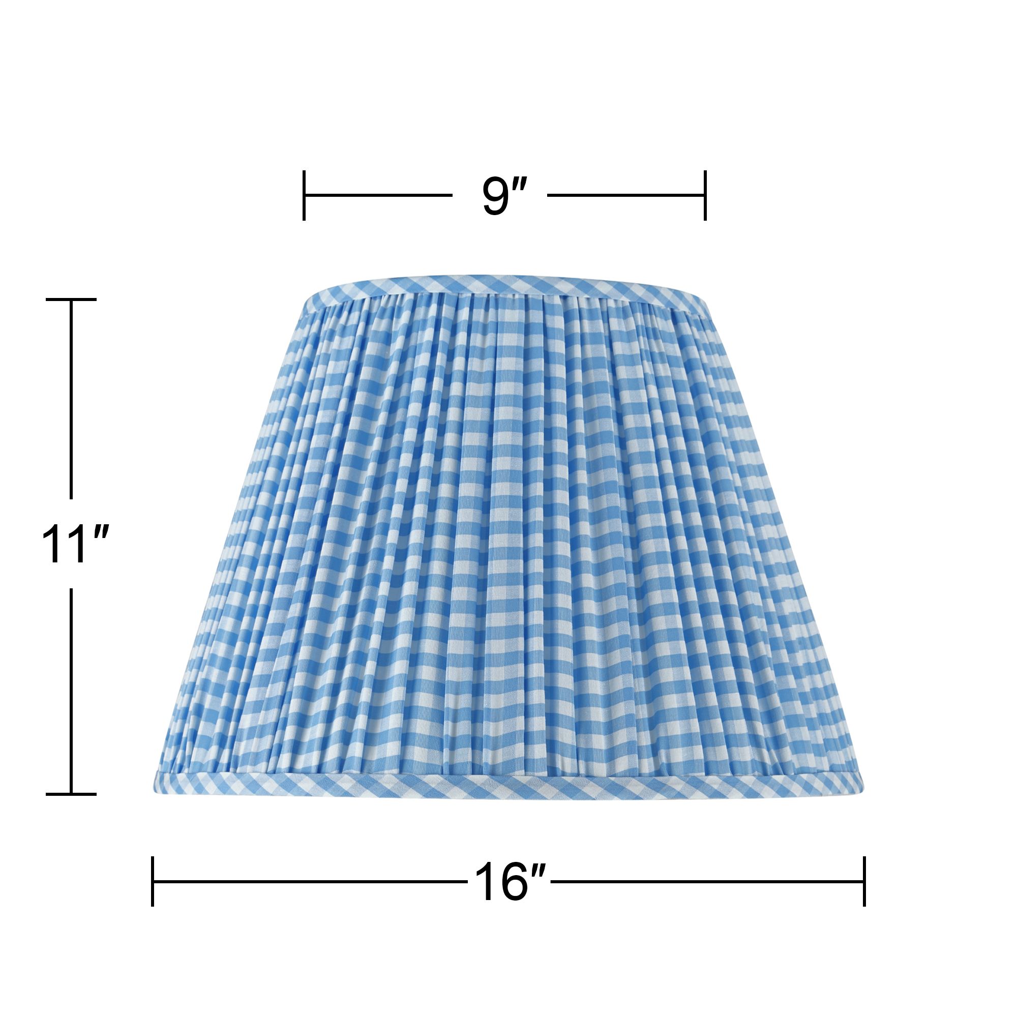 Image 7 Springcrest Gingham Blue Plaid Pleated Cotton Empire Shade (9x16x11) more views