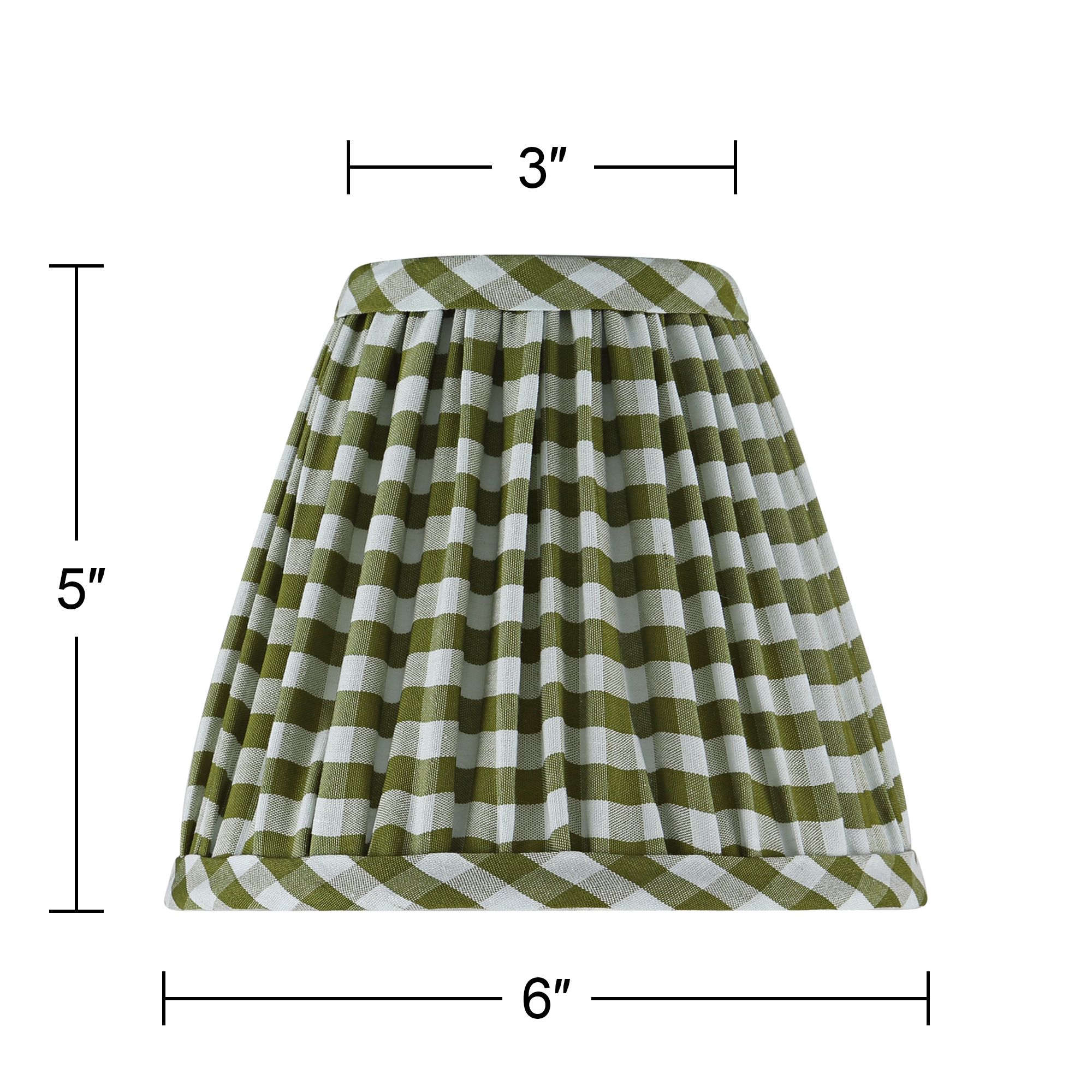 Image 7 Springcrest Gingham Green Plaid Pleated Cotton Clip-On Empire Shade (3x6x5) more views