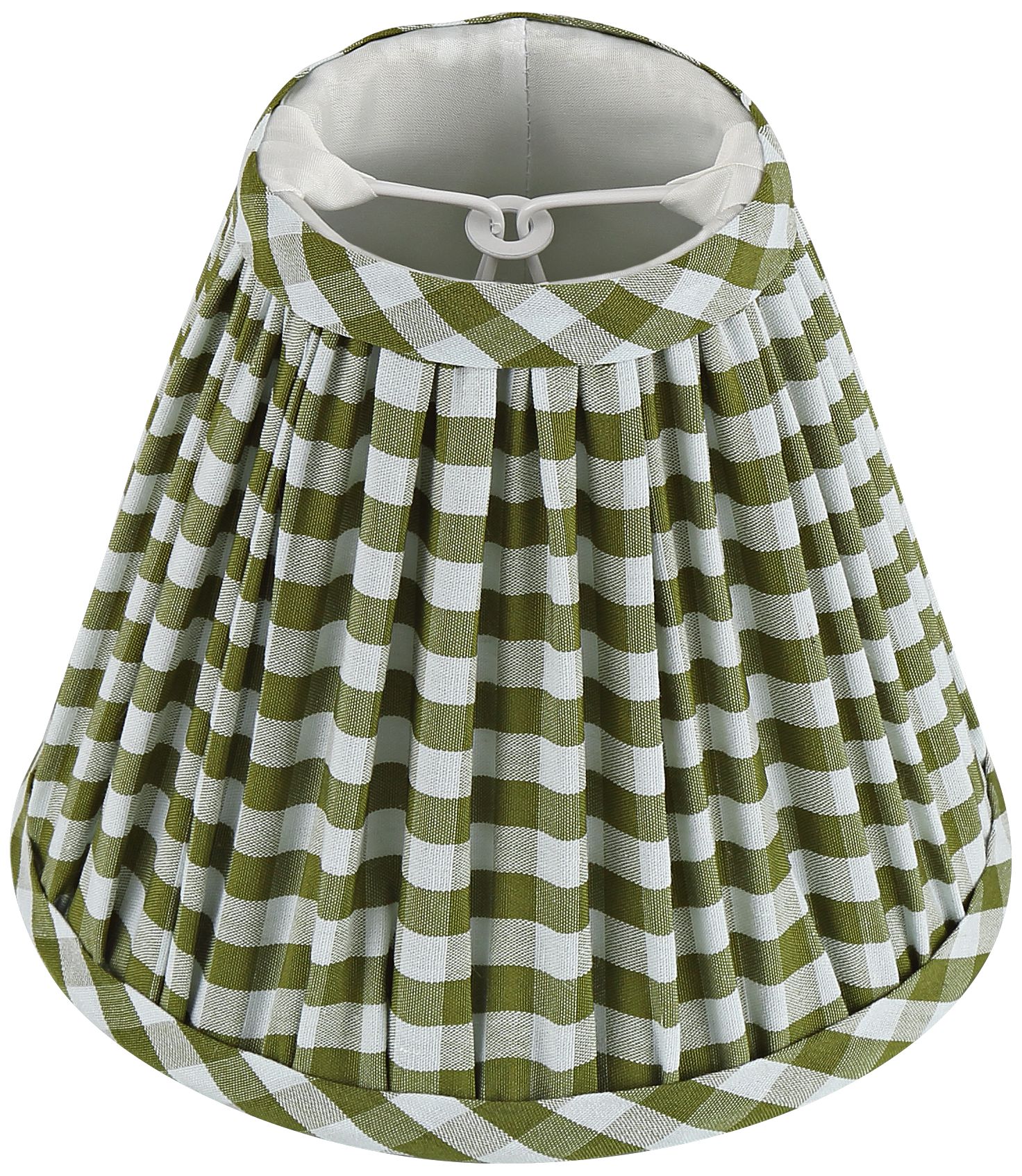 Image 6 Springcrest Gingham Green Pleated Cotton Clip-On Shade (3x6x5) Set of 4 more views
