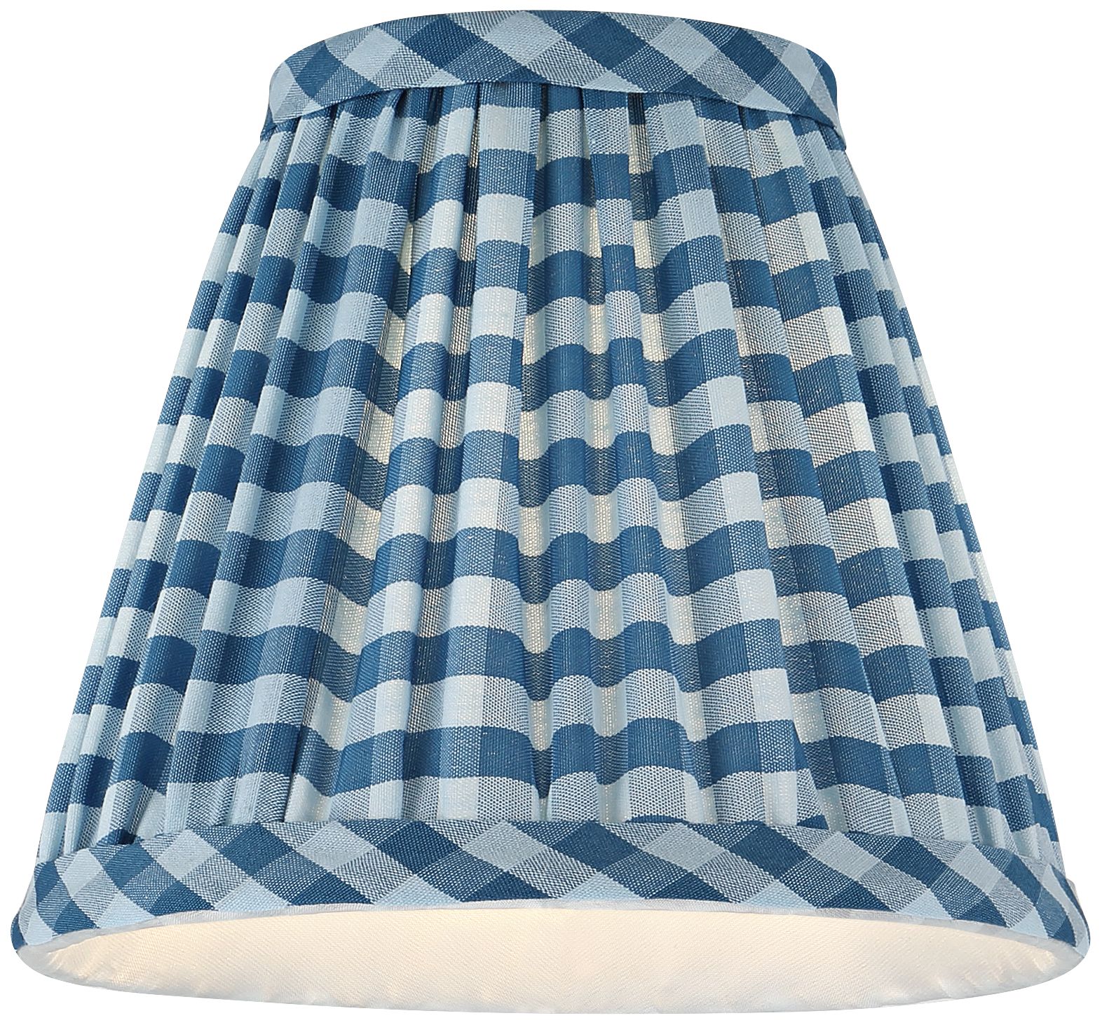 Image 4 Springcrest Gingham Navy Plaid Pleated Cotton Clip-On Empire Shade (3x6x5) more views