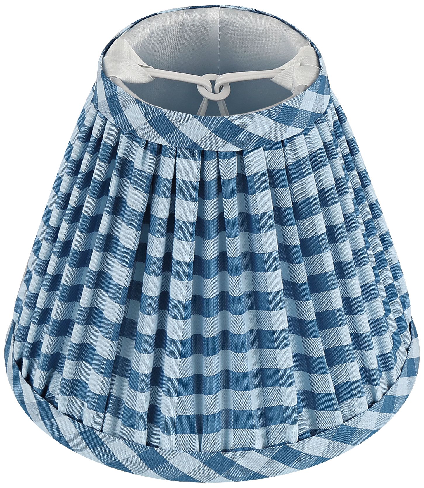 Image 5 Springcrest Gingham Navy Plaid Pleated Cotton Clip-On Empire Shade (3x6x5) more views