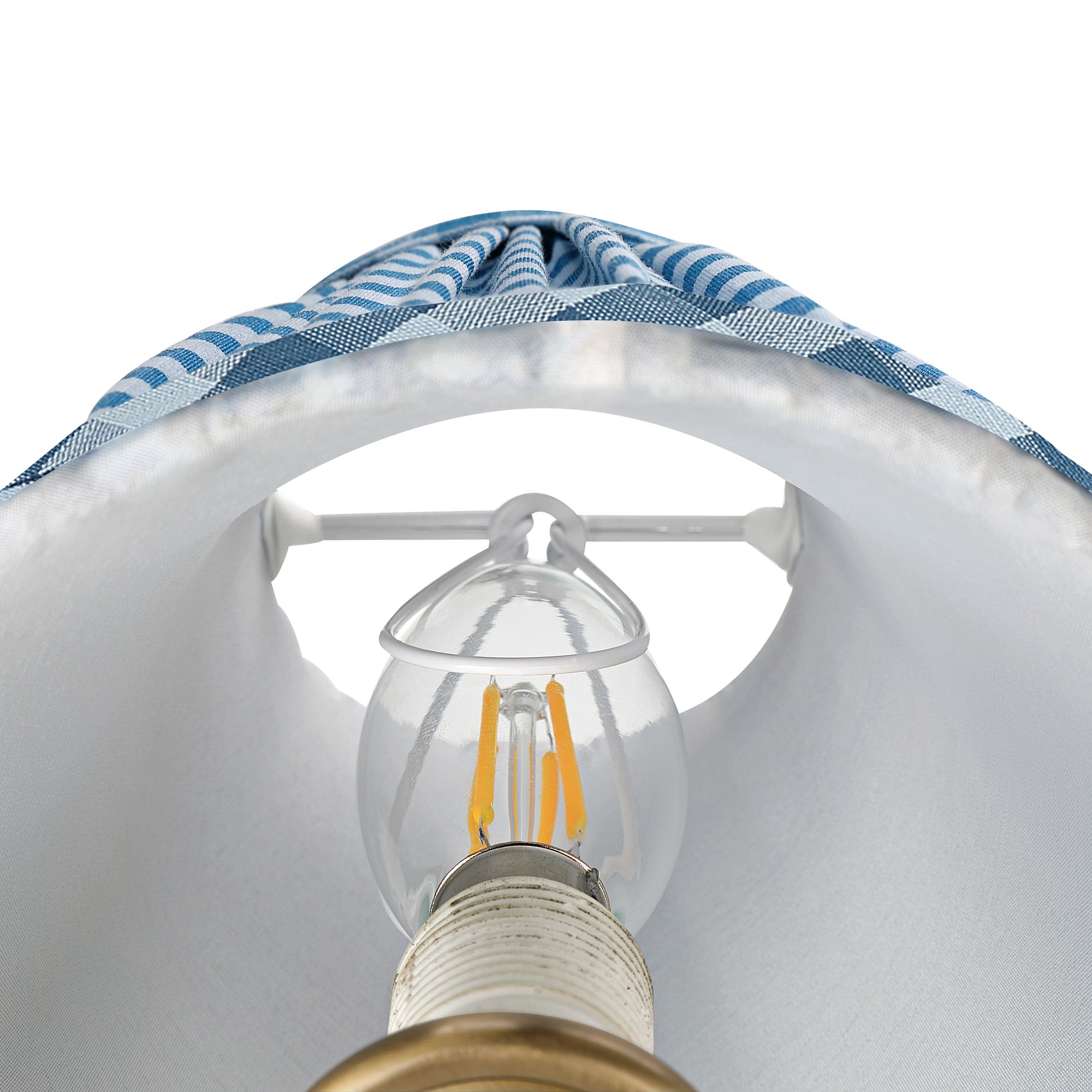 Image 3 Springcrest Gingham Navy Pleated Cotton Clip-On Shade (3x6x5) Set of 8 more views