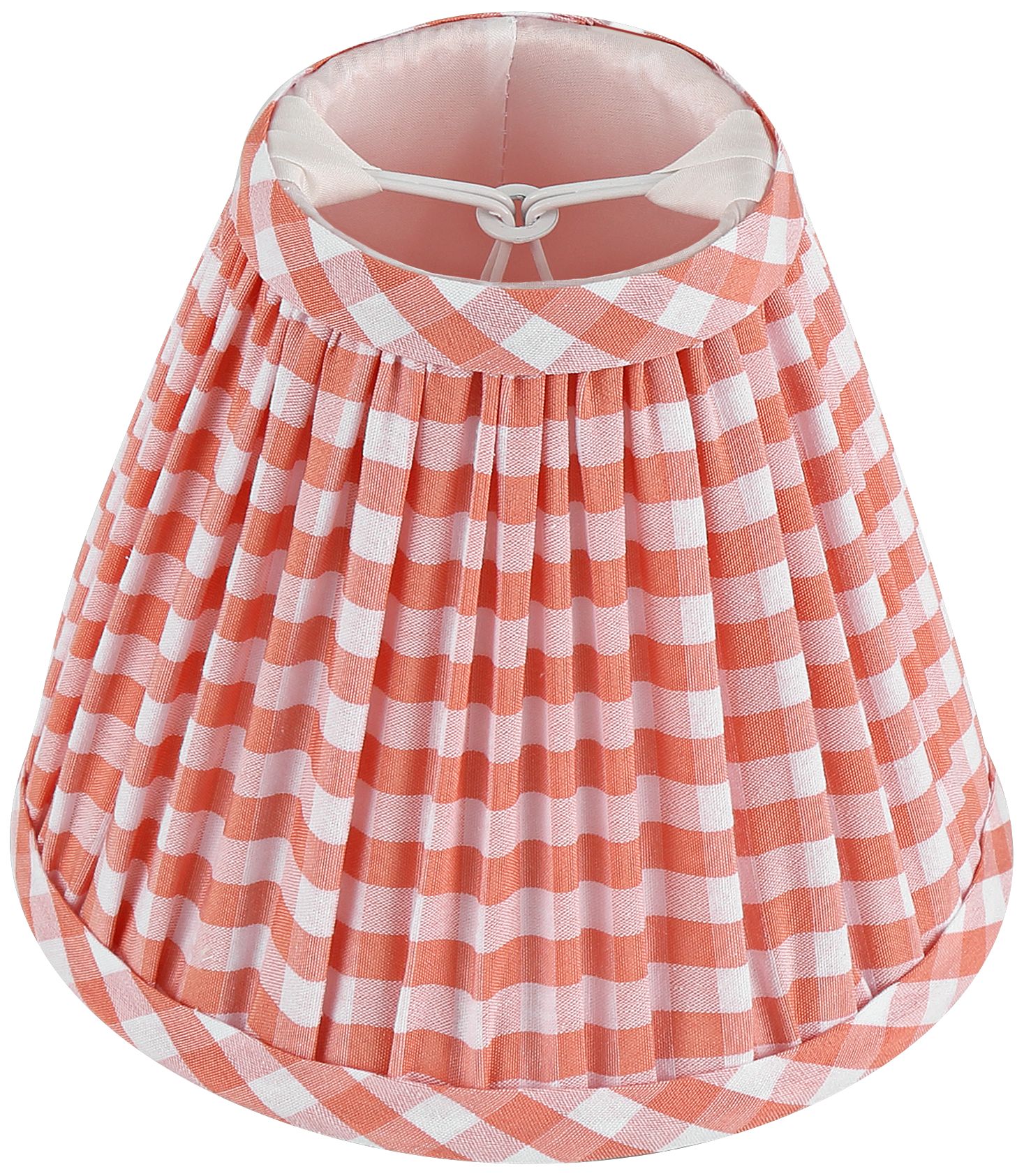 Image 5 Springcrest Gingham Pink Plaid Pleated Cotton Clip-On Empire Shade (3x6x5) more views