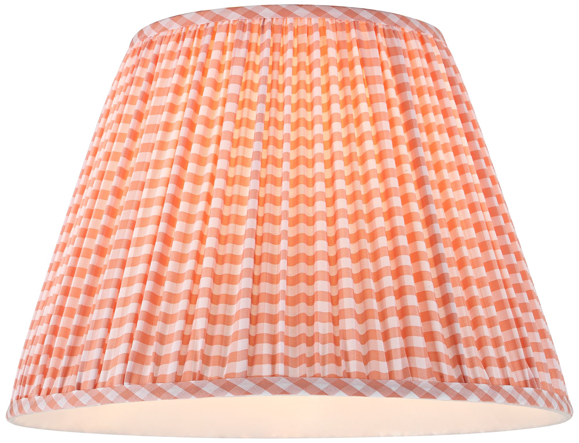 Image 3 Springcrest Gingham Pink Plaid Pleated Cotton Empire Shade (9x16x11) more views