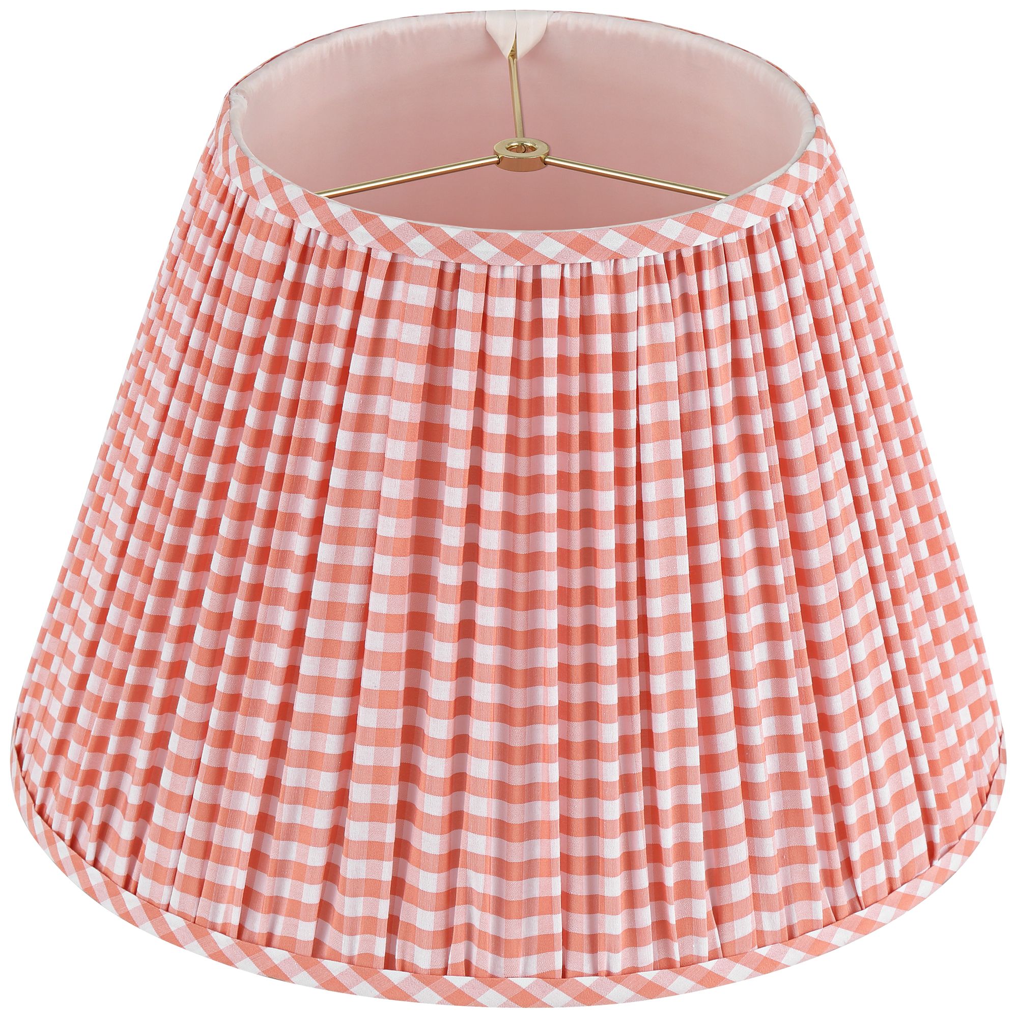 Image 5 Springcrest Gingham Pink Plaid Pleated Cotton Empire Shade (9x16x11) more views