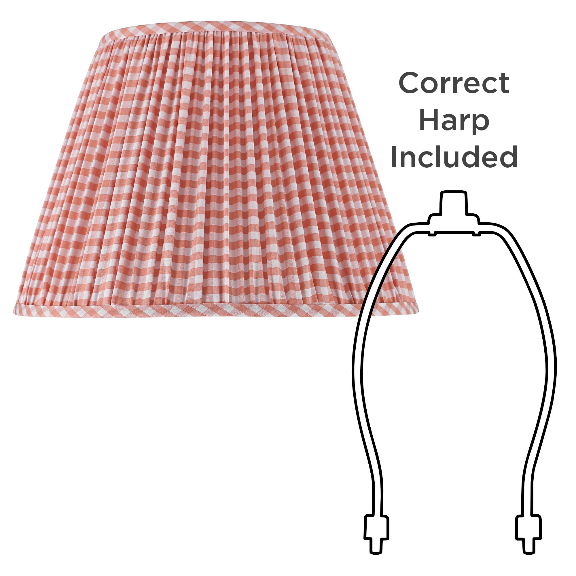 Image 6 Springcrest Gingham Pink Plaid Pleated Cotton Empire Shade (9x16x11) more views