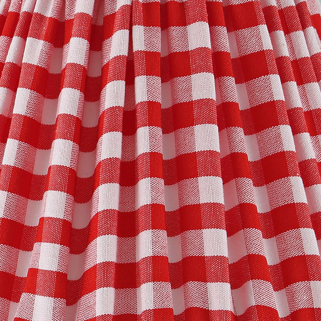 Image 2 Springcrest Gingham Red Plaid Pleated Cotton Clip-On Shade (3x6x5) Set of 2 more views