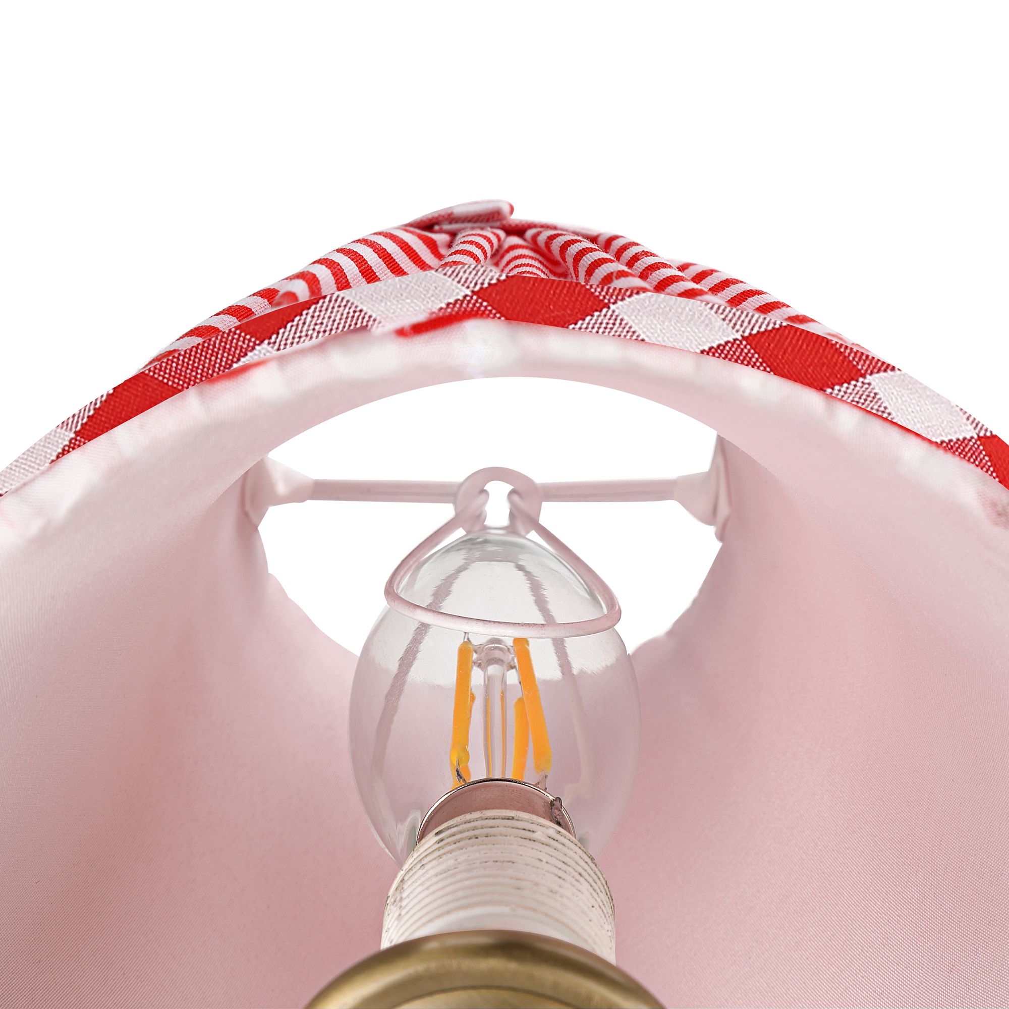 Image 3 Springcrest Gingham Red Plaid Pleated Cotton Clip-On Shade (3x6x5) Set of 2 more views