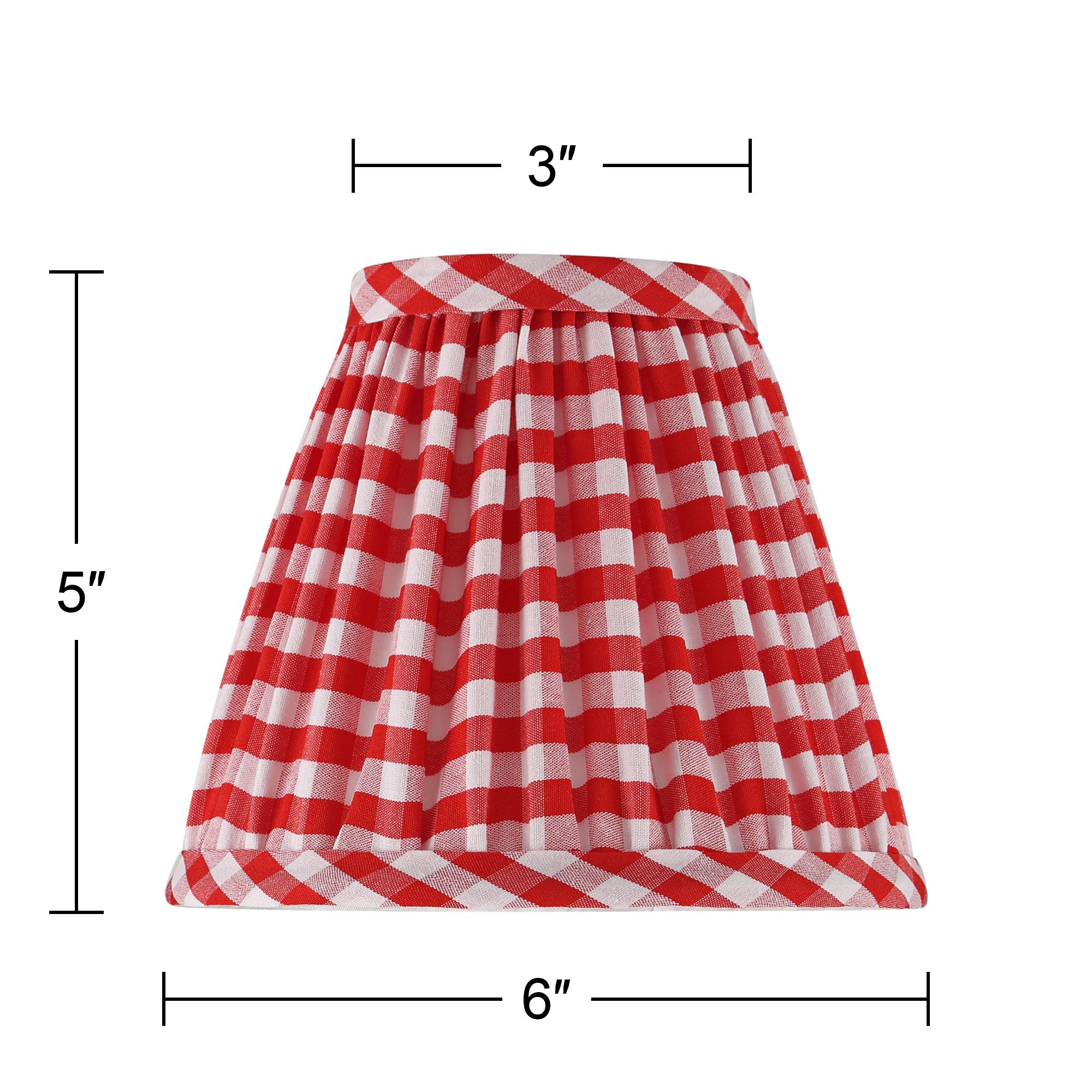 Springcrest Gingham Red Plaid Pleated Cotton Clip-On Shade (3x6x5) Set of 2