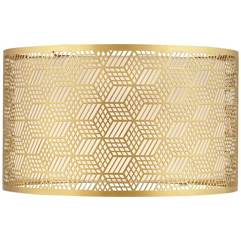 Image 1 Springcrest Gold Finish Laser Cut Metal Drum Shade 17x17x10 (Spider)