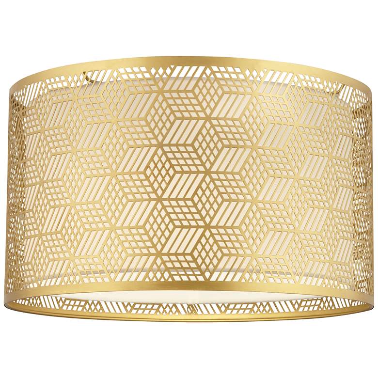 Image 3 Springcrest Gold Finish Laser Cut Metal Drum Shade 17x17x10 (Spider) more views