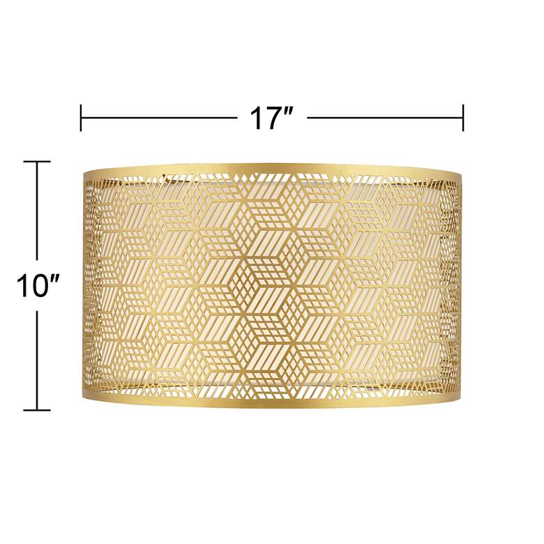 Image 5 Springcrest Gold Finish Laser Cut Metal Drum Shade 17x17x10 (Spider) more views