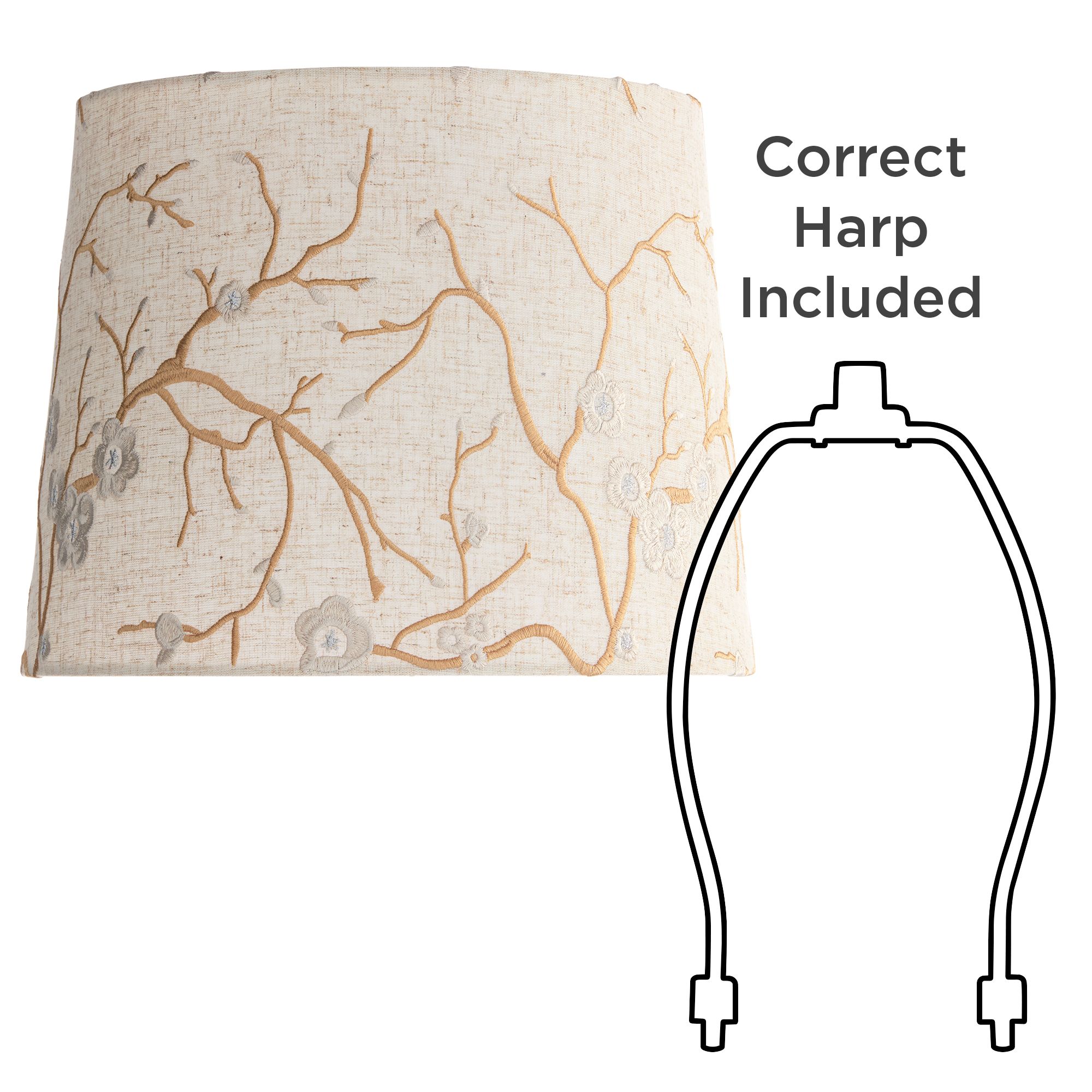 Springcrest Goldenrain Linen Flower Embroidered Shade 12x14x11 (Spider)