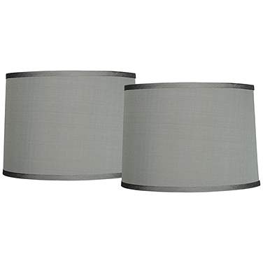 Springcrest Gray Faux Silk Set of 2 Drum Lamp Shades 13x14x10 (Spider)