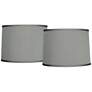 1_Springcrest Gray Faux Silk Set of 2 Drum Lamp Shades 13x14x10 (Spider)