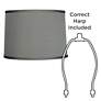 5_Springcrest Gray Faux Silk Set of 2 Drum Lamp Shades 13x14x10 (Spider) more views