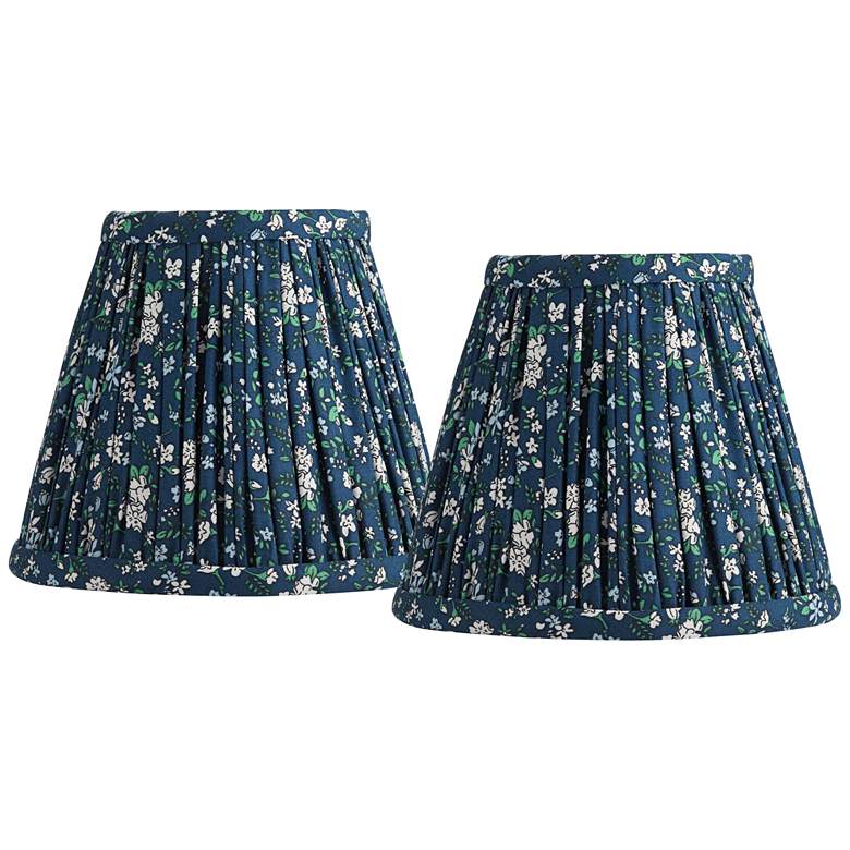 Image 1 Springcrest Green Blue Floral Clip-On Lamp Shades 3.5x6x5 Set of 2