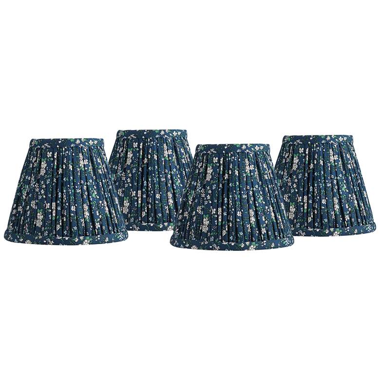 Image 1 Springcrest Green Blue Floral Clip-On Lamp Shades 3.5x6x5 Set of 4