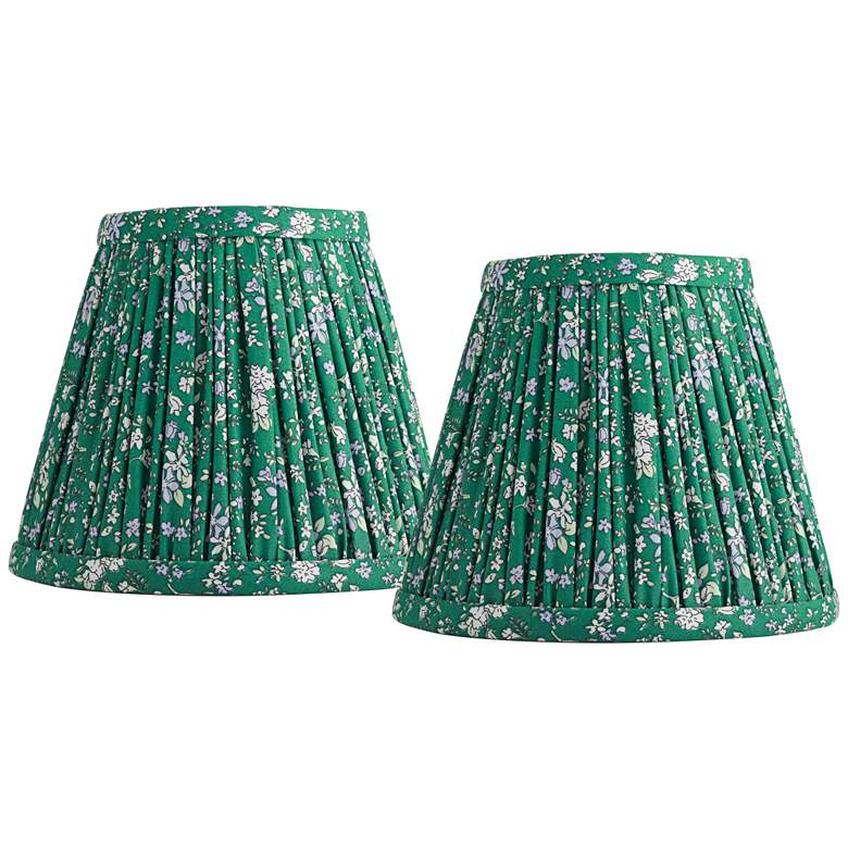 Image 1 Springcrest Green Violet Floral Clip-On Lamp Shades 3.5x6x5 Set of 2