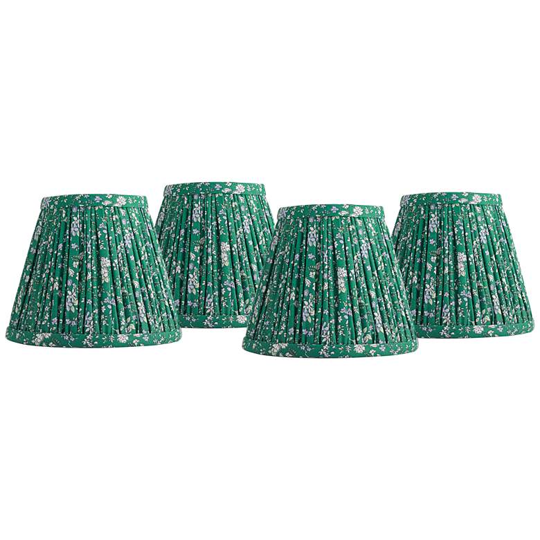 Image 1 Springcrest Green Violet Floral Clip-On Lamp Shades 3.5x6x5 Set of 4