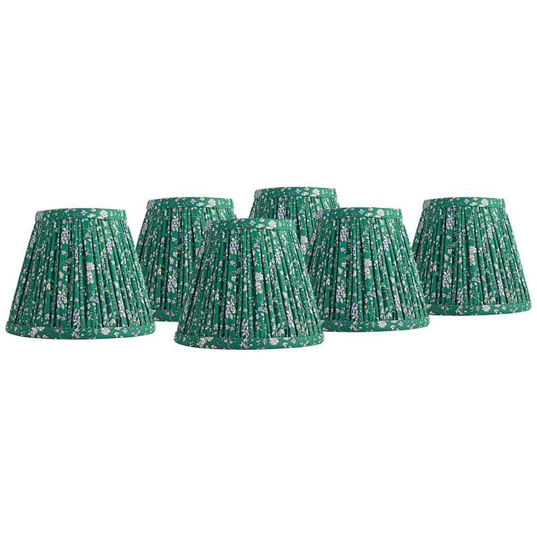 Image 1 Springcrest Green Violet Floral Clip-On Lamp Shades 3.5x6x5 Set of 6