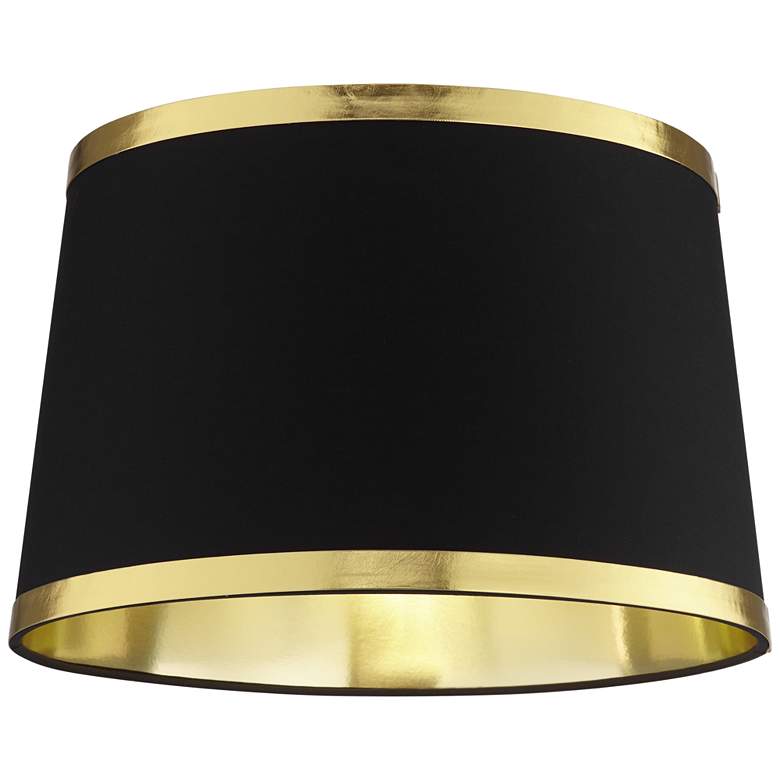 Image 2 Springcrest Hallie Black Drum Shade with Metallic Trim 13x15x10 (Spider) more views