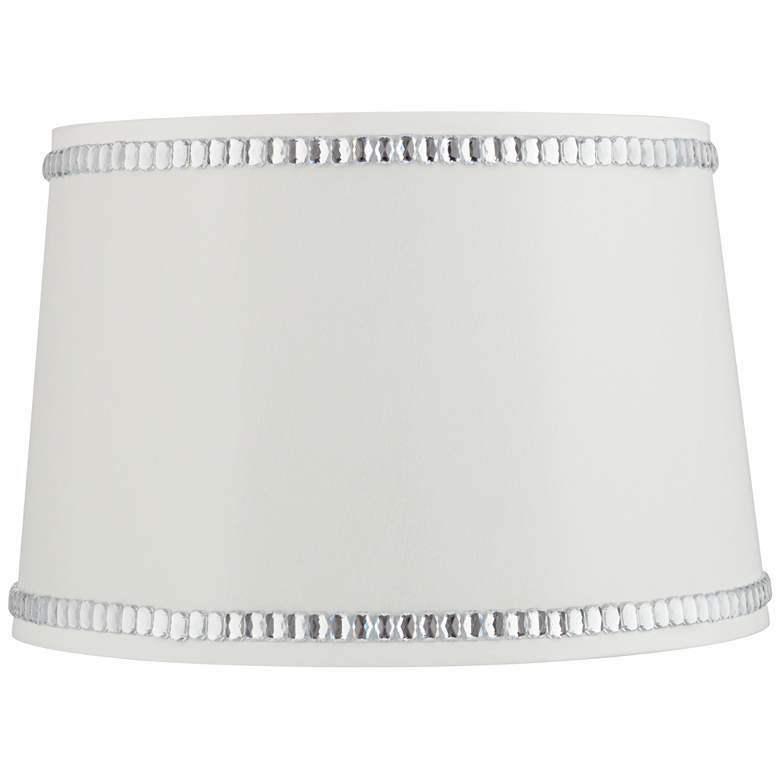 Image 1 Springcrest Hallie White Drum Shade with Crystal Trim 13x15x10 (Spider)