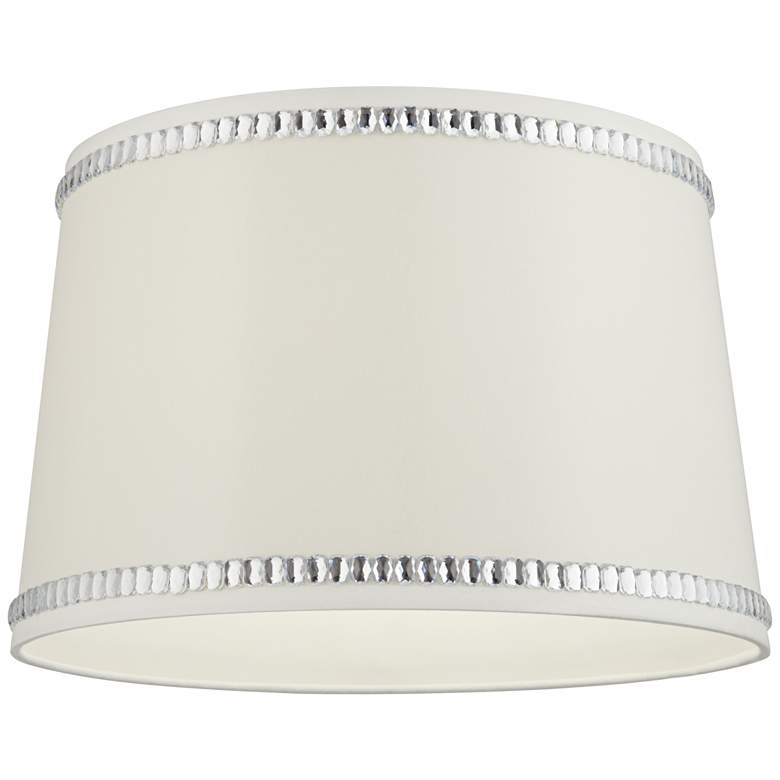 Image 3 Springcrest Hallie White Drum Shade with Crystal Trim 13x15x10 (Spider) more views