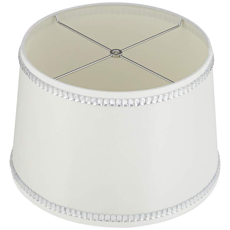 Image 4 Springcrest Hallie White Drum Shade with Crystal Trim 13x15x10 (Spider) more views