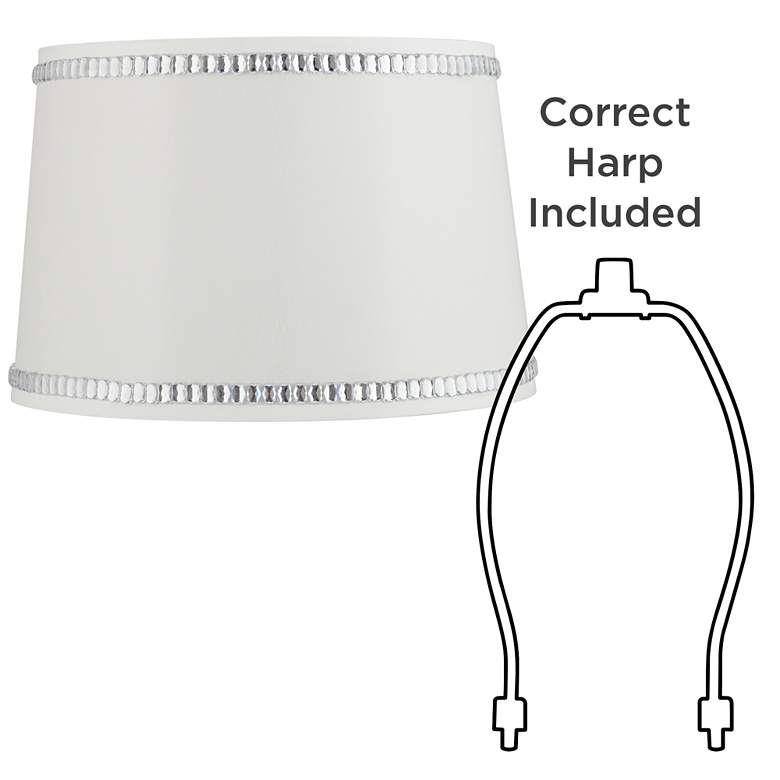 Image 6 Springcrest Hallie White Drum Shade with Crystal Trim 13x15x10 (Spider) more views
