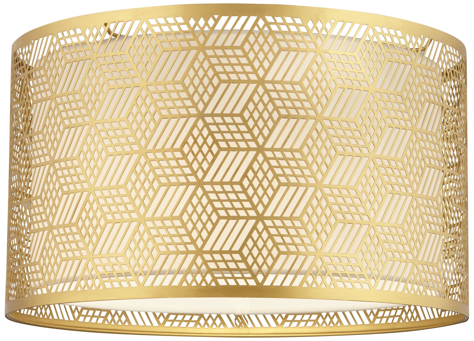 Image 3 Springcrest Hershel Gold Laser Cut Metal Drum Shade 17x17x10 (Spider) more views