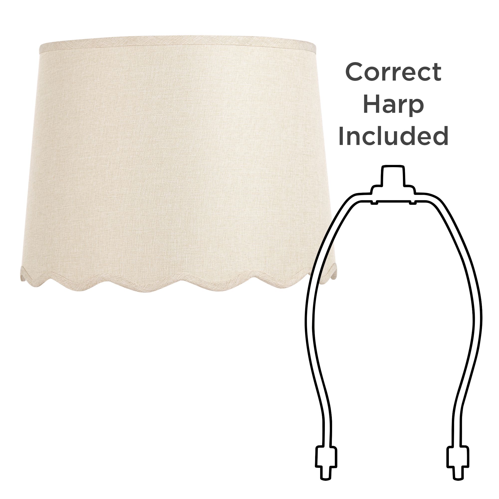 Image 7 Springcrest Ivette Cream Scallop Drum Shade 13x15x11x11 (Spider) Set of 2 more views