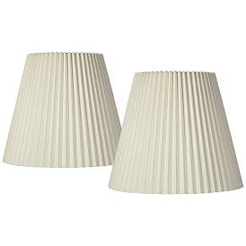 Image1 of Springcrest Ivory Pleated Lamp Shades 10x17x14.75 (Spider) Set of 2